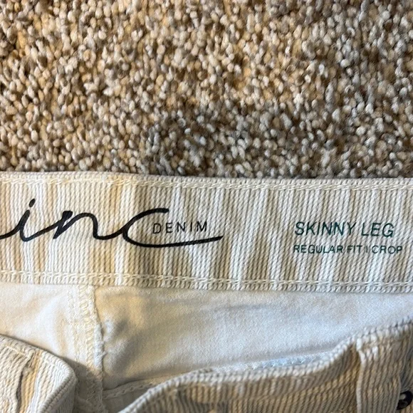 INC International Concepts Cream with beige strips Ankle Pants - Picture 2 of 4